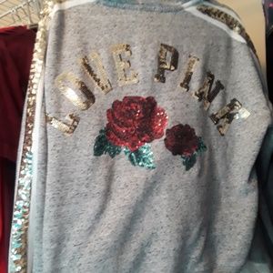 PINK bling rose hoodie FIRM****